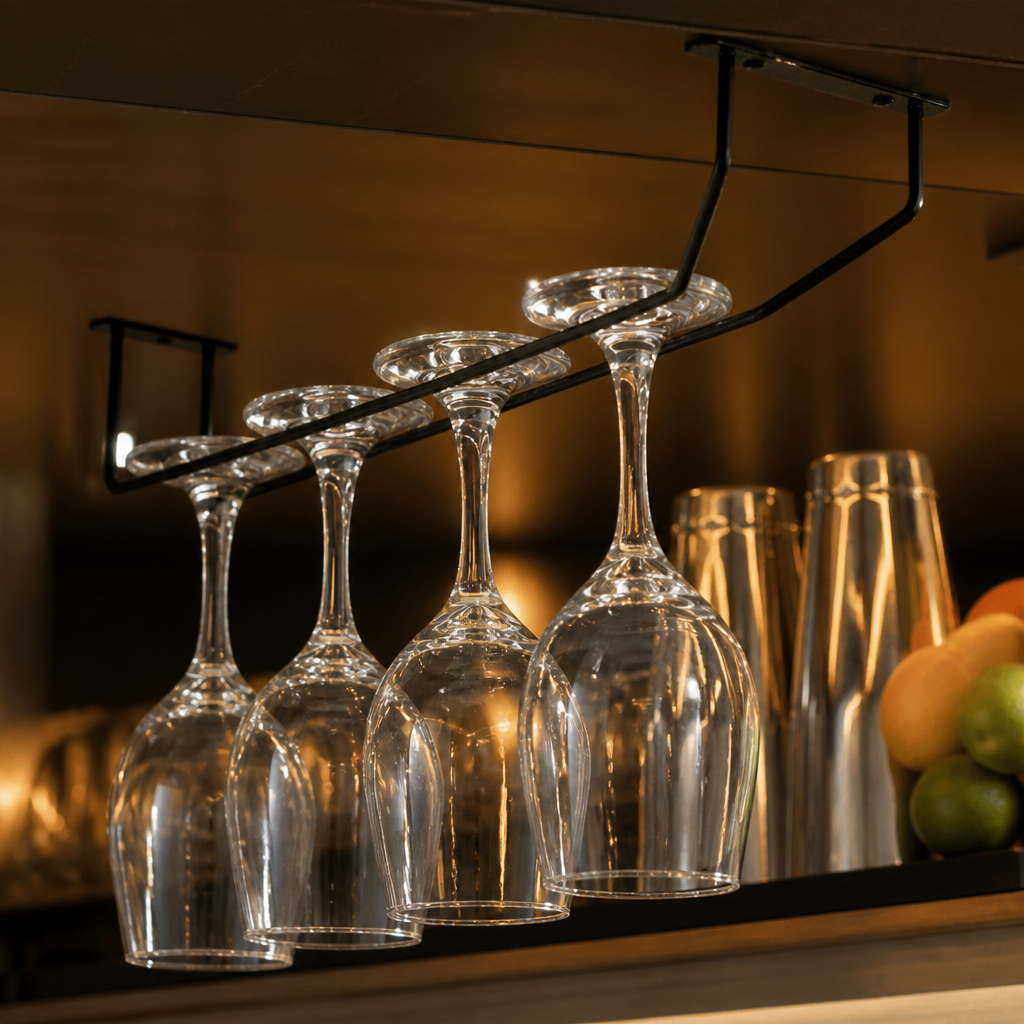 Commercial Wine Glass Rack Black 406mm for space saving storage