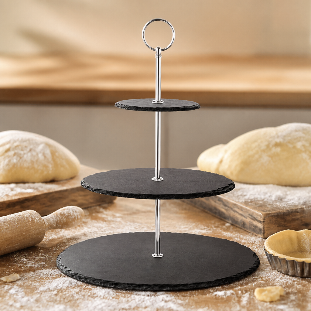 Commercial 3 Tier Slate Afternoon Tea Stand 345mm Height