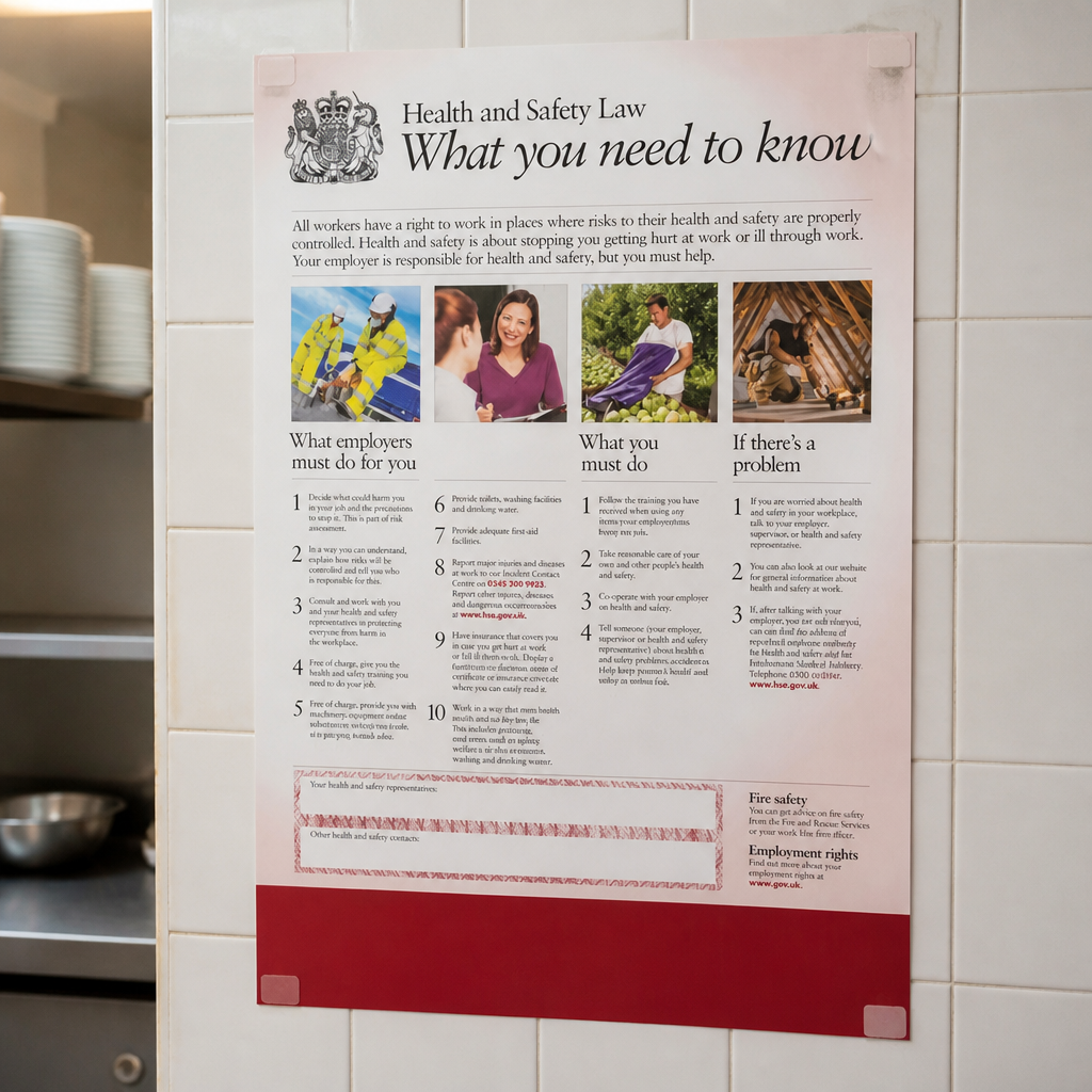 Health & Safety Law Poster for commercial kitchens