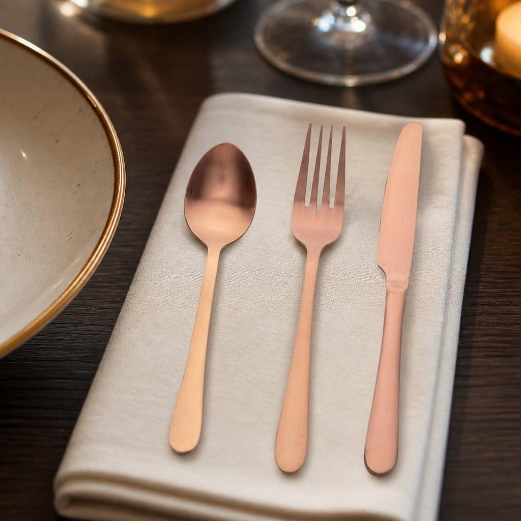 Commercial Copper Cutlery Sample Set - Knife, Fork, Spoon