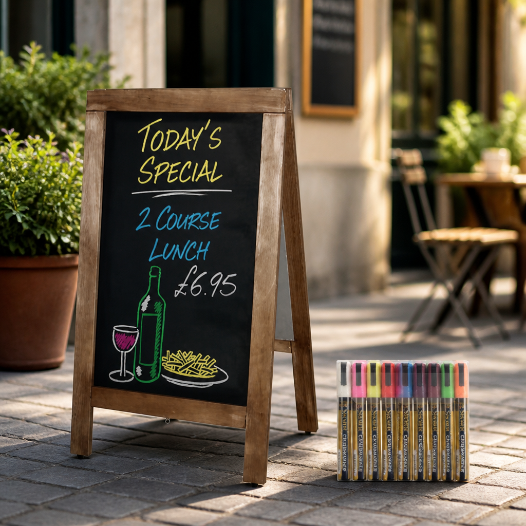 Large Commercial Pavement Board with Free Chalk Pens Set
