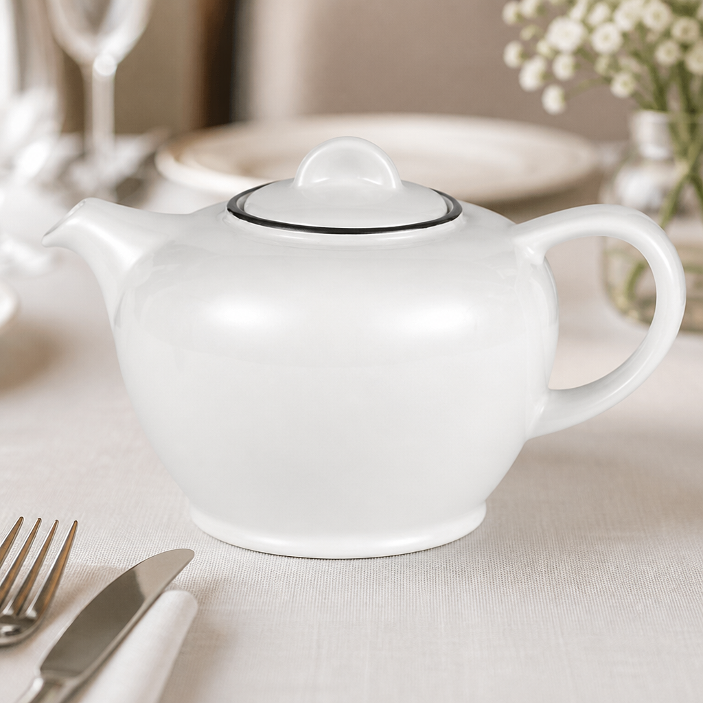 Commercial Fine China Teapot 412ml Mono Style 6 Pack