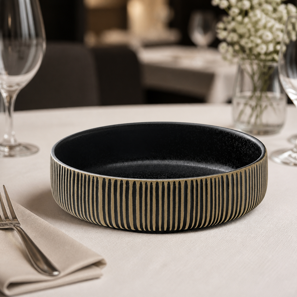 Commercial Stoneware Bowls 210mm Black - 6 Pack