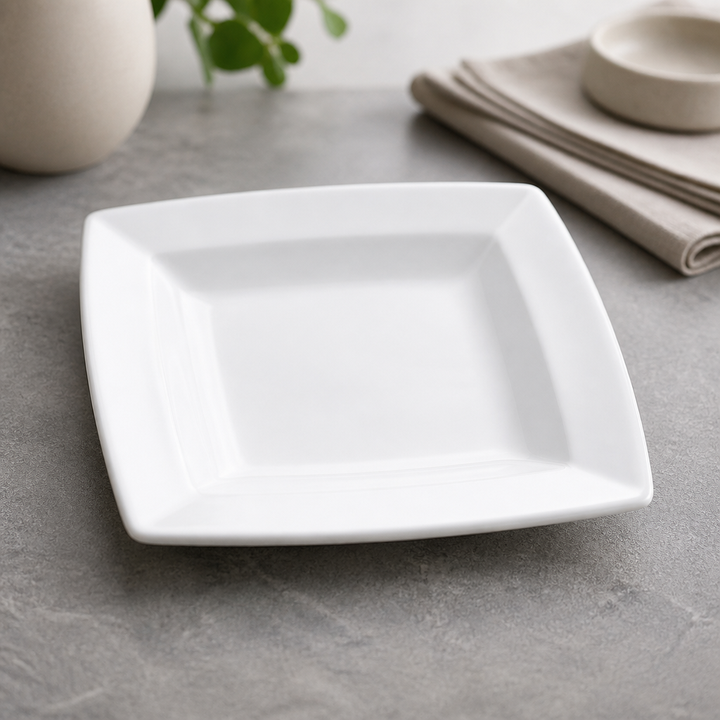 Commercial Square Plates 233mm Porcelain 6 Pack