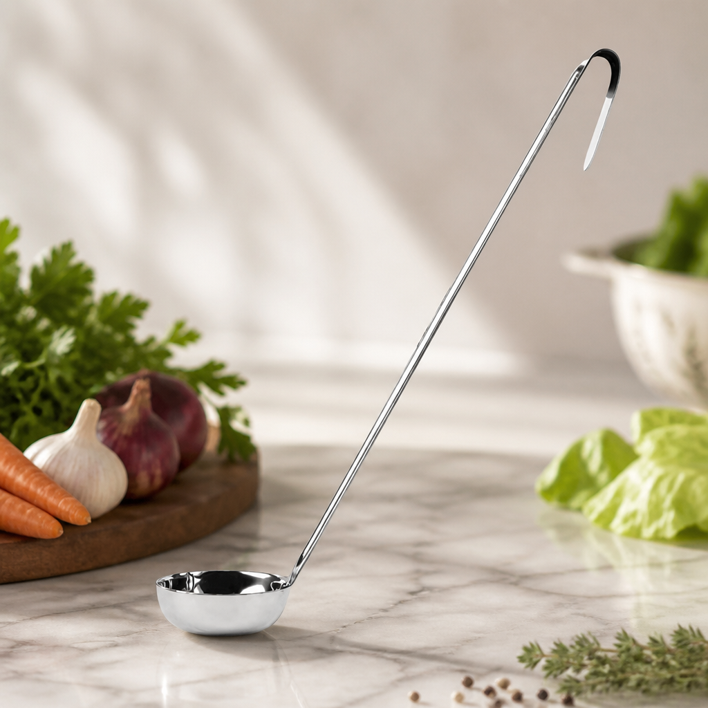 Commercial Flat Bottom Ladle 56ml in stainless steel