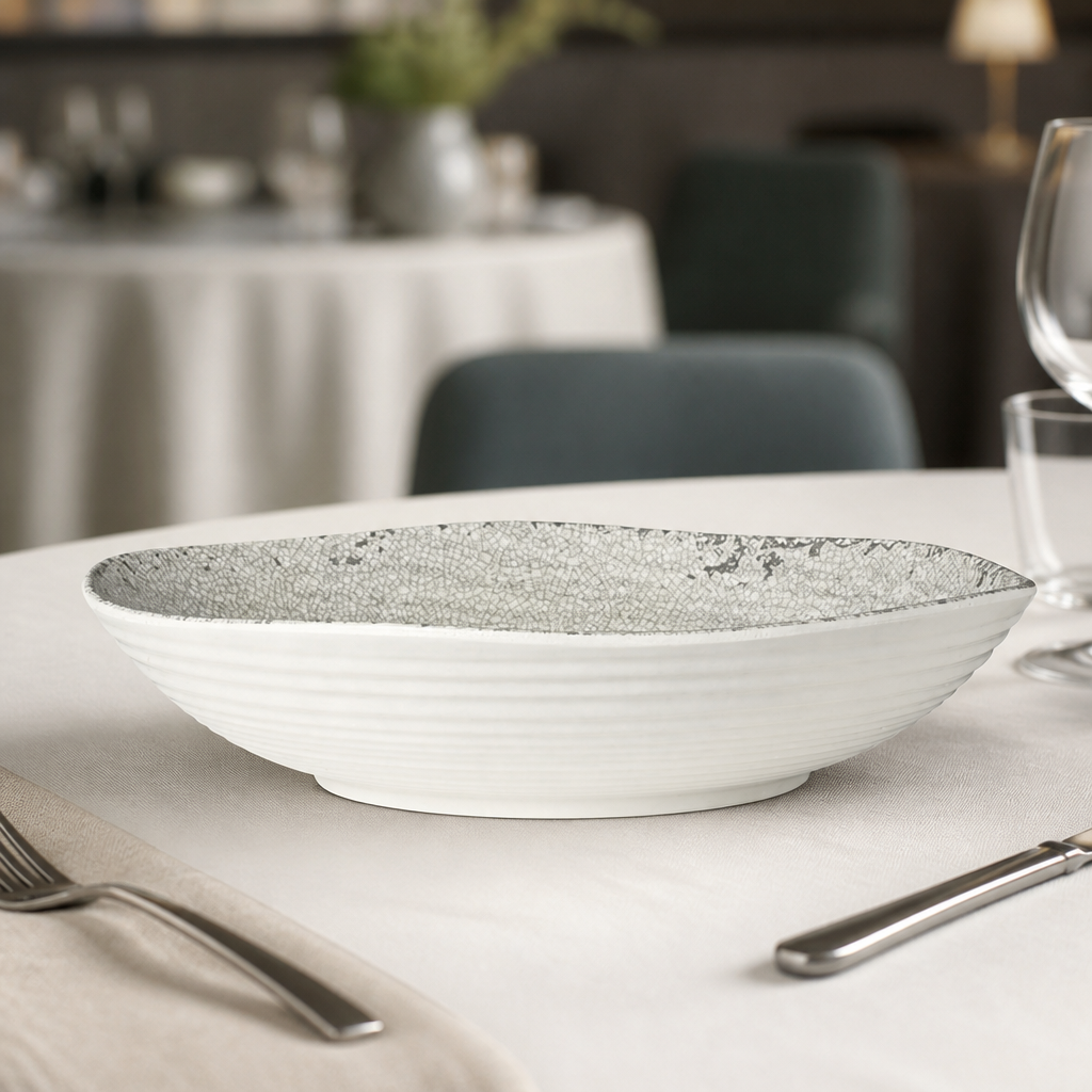 Commercial Large Shallow Round Melamine Bowls 359mm - 4 Pack