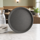 Commercial Non-Slip Plastic Trays 356mm Diameter Black 6 Pack