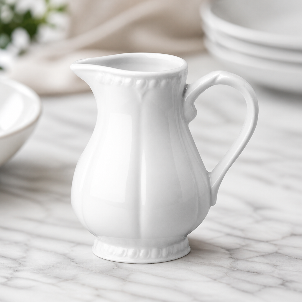 Commercial Porcelain Milk Jugs 142ml for Catering (4 Pack)