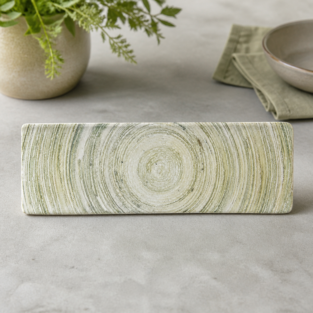 Elements Fern Oblong Plates 330 x 110mm Ceramic 6 Pack