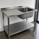 Commercial Stainless Steel Sink with Left Hand Drainer 1200mm