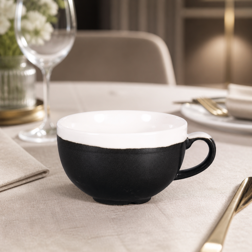 Commercial Cappuccino Cups 340ml Onyx Black 12 Pack