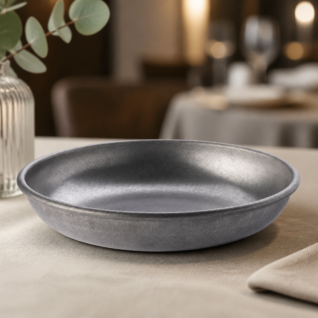 150mm Commercial Vintage Steel Coupe Plates - Pack of 6