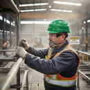 Premium Industrial Safety Helmet with Integrated Goggles, Adjustable Fit and Ventilation for Construction Use