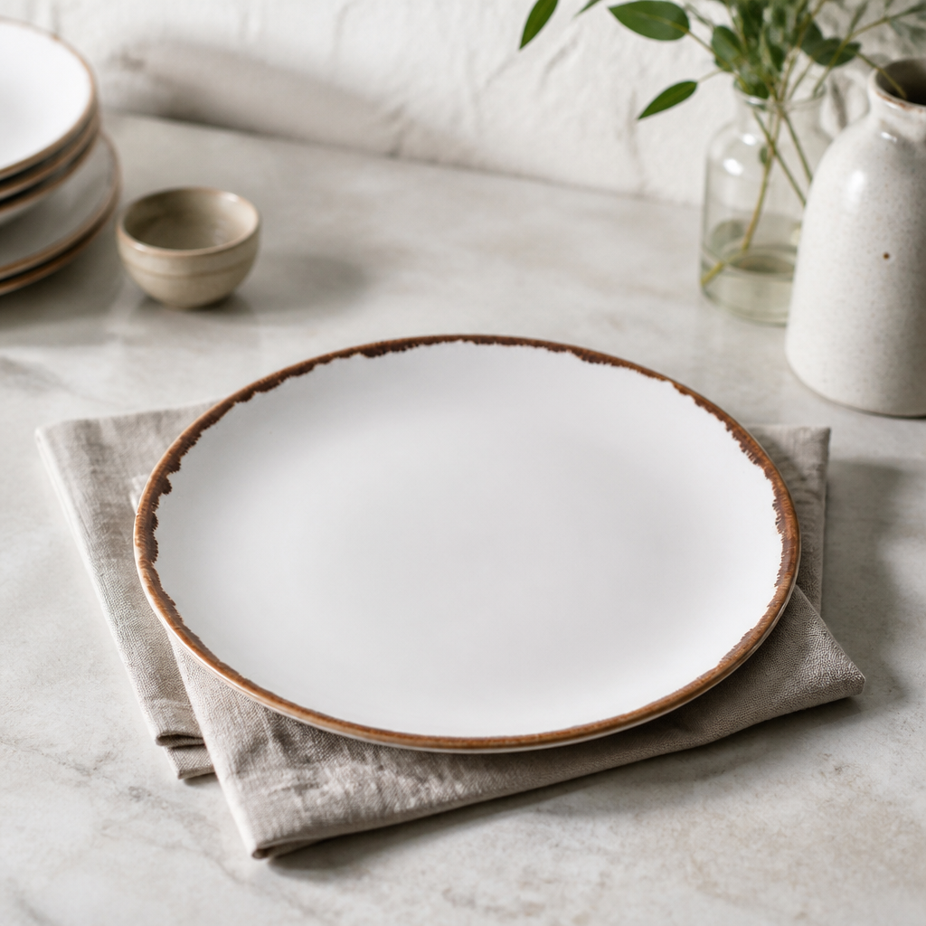 Commercial Coupe Plates Natural 217mm - 12 Pack Artisan Style