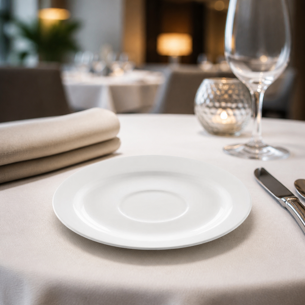 Commercial stackable porcelain saucers 130mm 12 pack