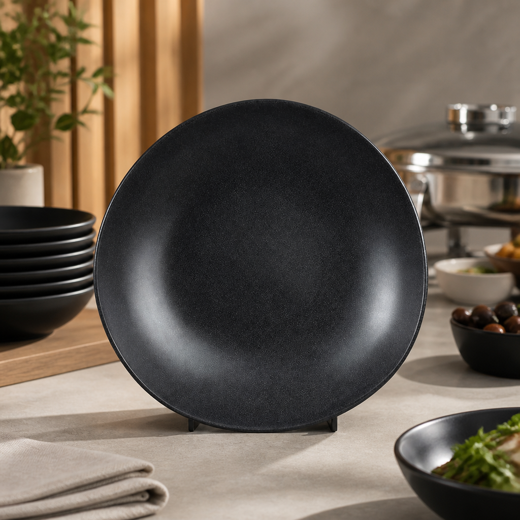 Commercial Melamine Bowls 380mm 460ml Black 2 Pack