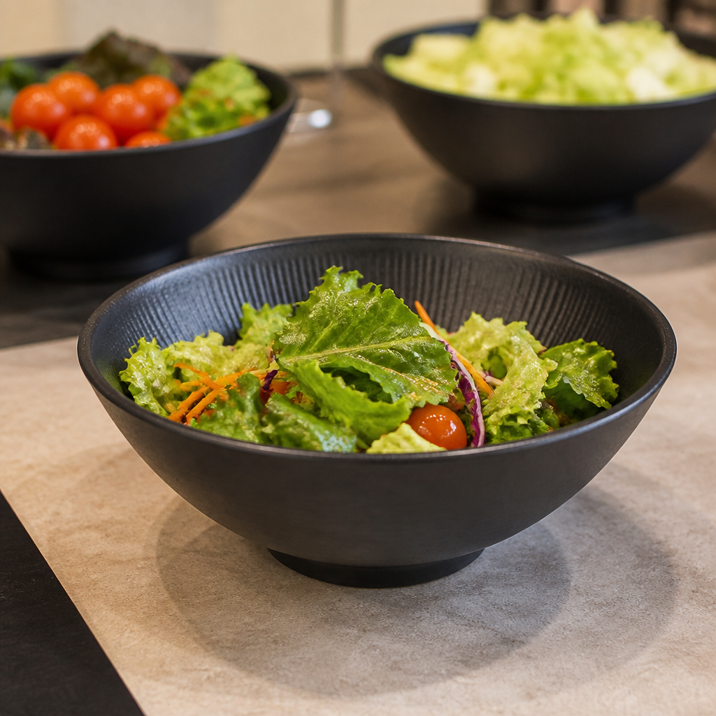 240mm black heat-resistant commercial melamine bowl