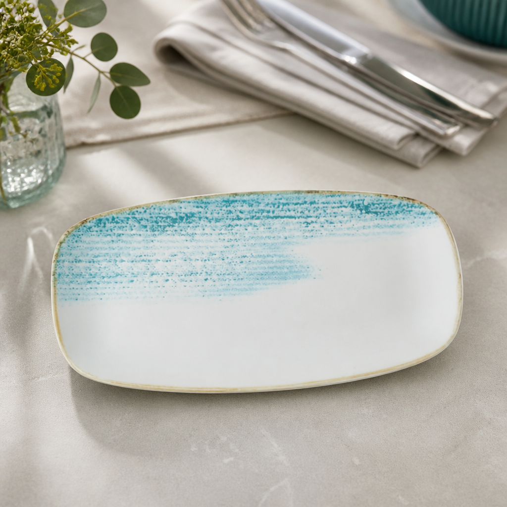 Commercial Oblong Plates Aquamarine 296x153mm 12 Pack