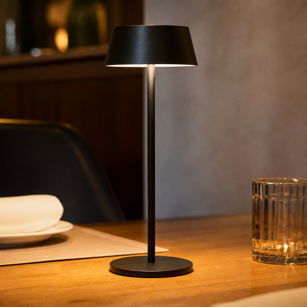 Cordless LED Table Lamp 300mm Black - 6 Pack Rechargeable