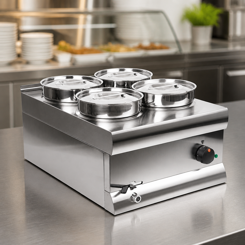 Commercial Bain Marie 4 Pot 600mm Countertop Food Warmer