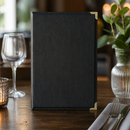 A5 Black Faux Leather Menu Cover for Commercial Use