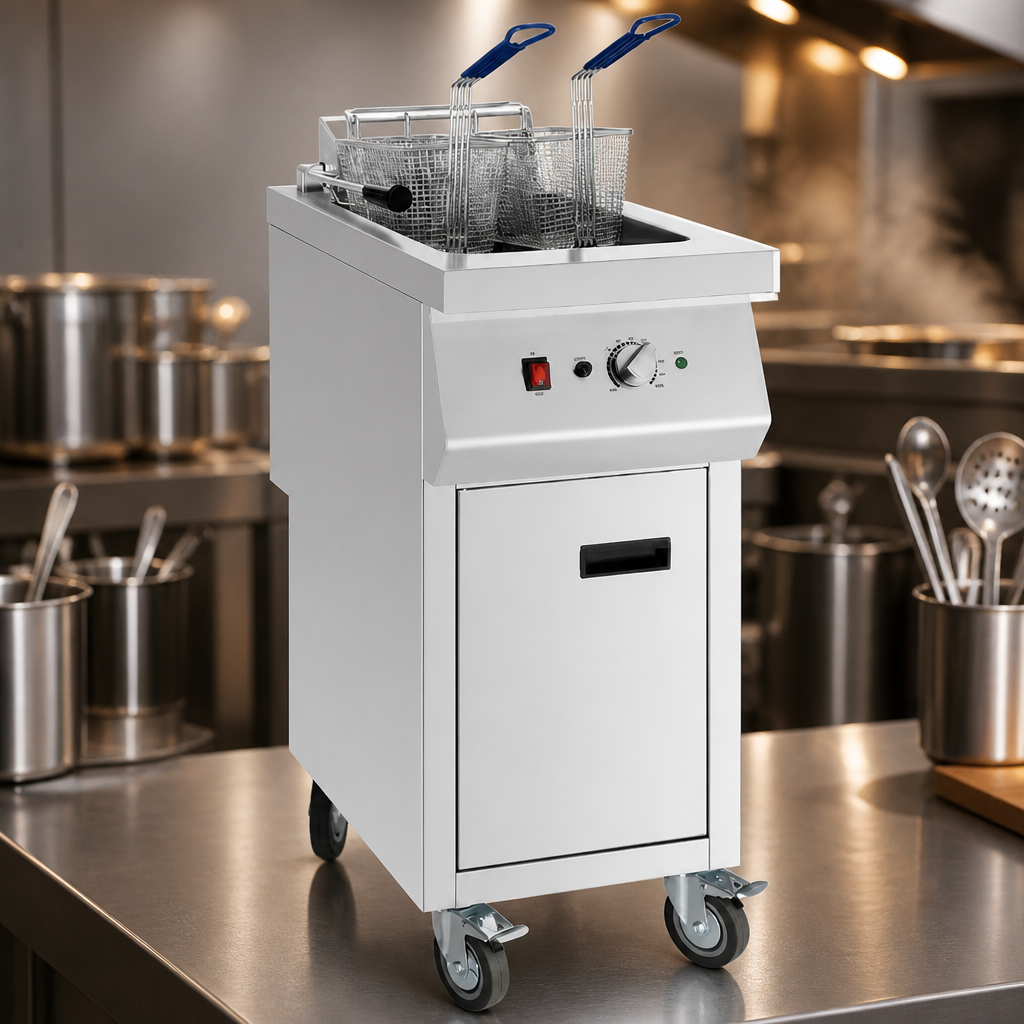 20L Electric Commercial Free Standing Fryer in stainless steel