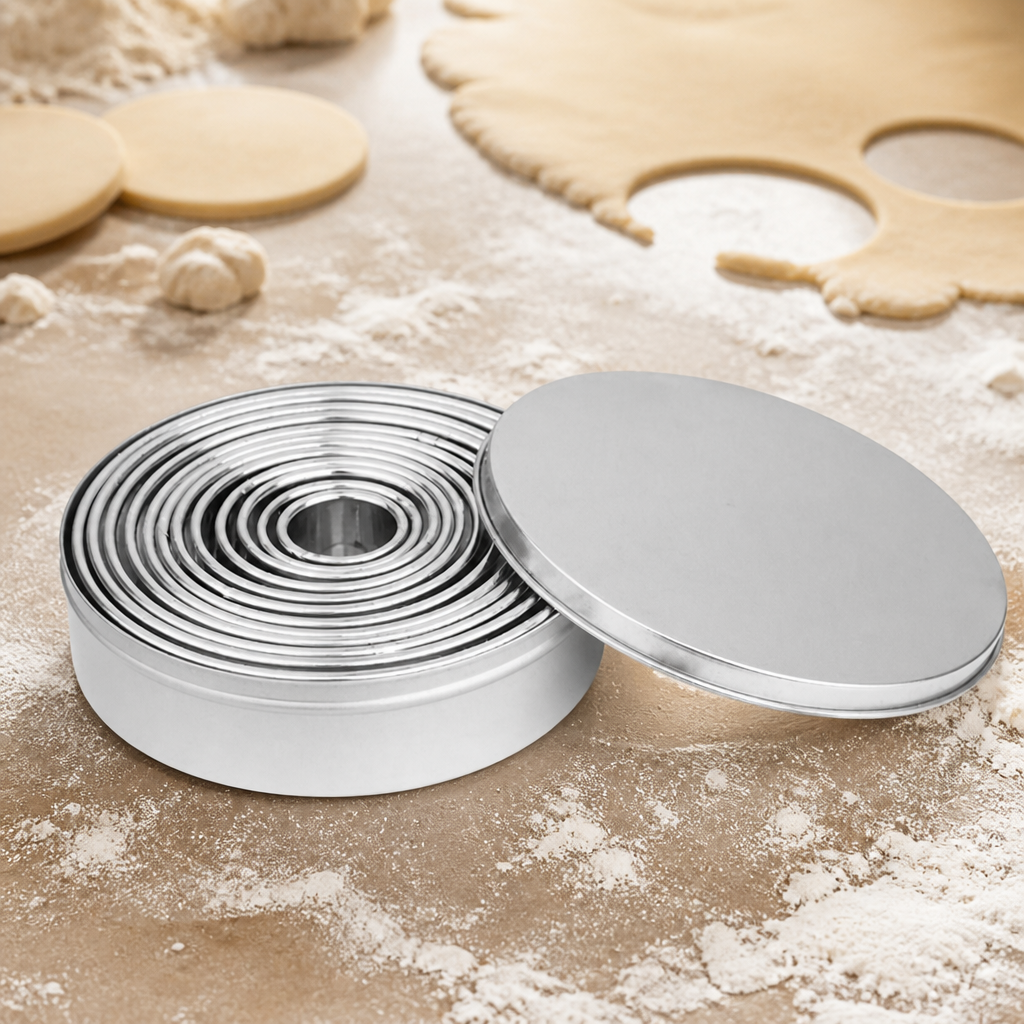 Commercial Stainless Steel Round Cookie Cutters 12 Pack