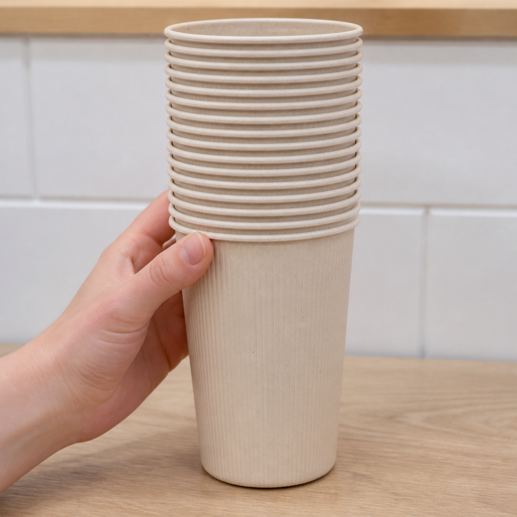 Commercial Reusable Cups 430ml Leak-Proof Beige 165 Pack