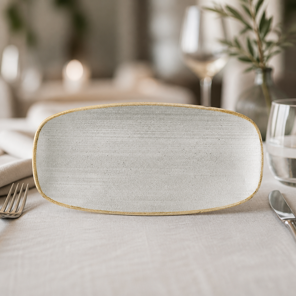 Commercial Oblong Plates 270 x 127mm Grey 12 Pack