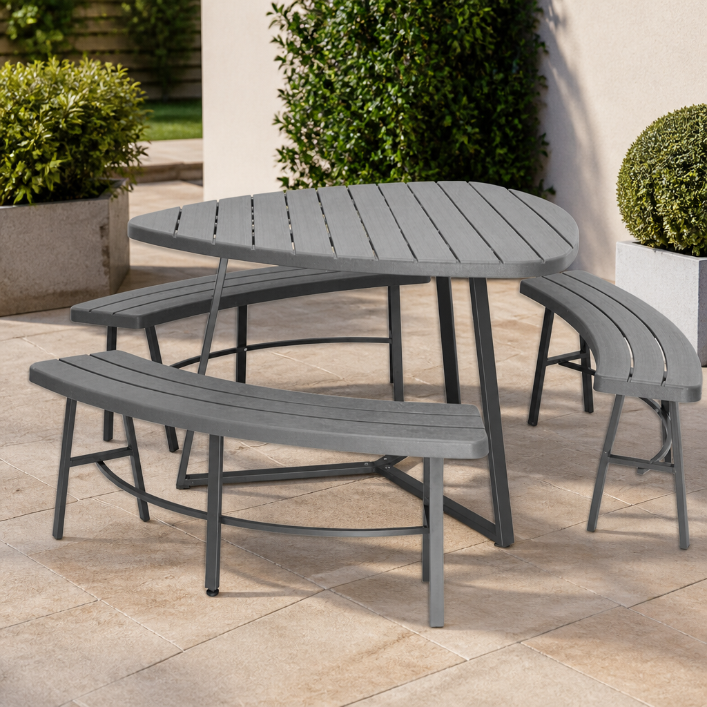 Commercial Picnic Bench Set with Heat-Resistant Tabletop