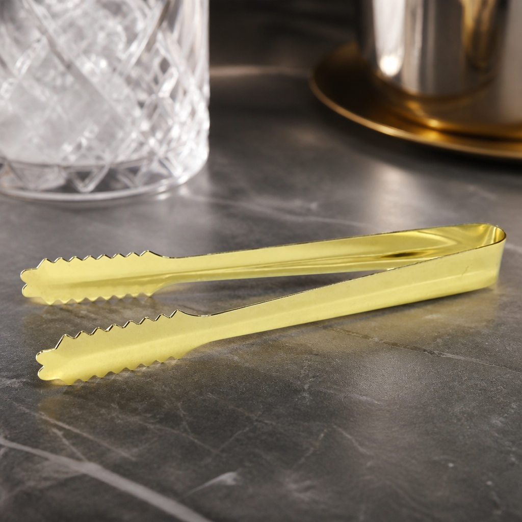 Commercial Stainless Steel Ice Tongs Gold Plated 7 Inch