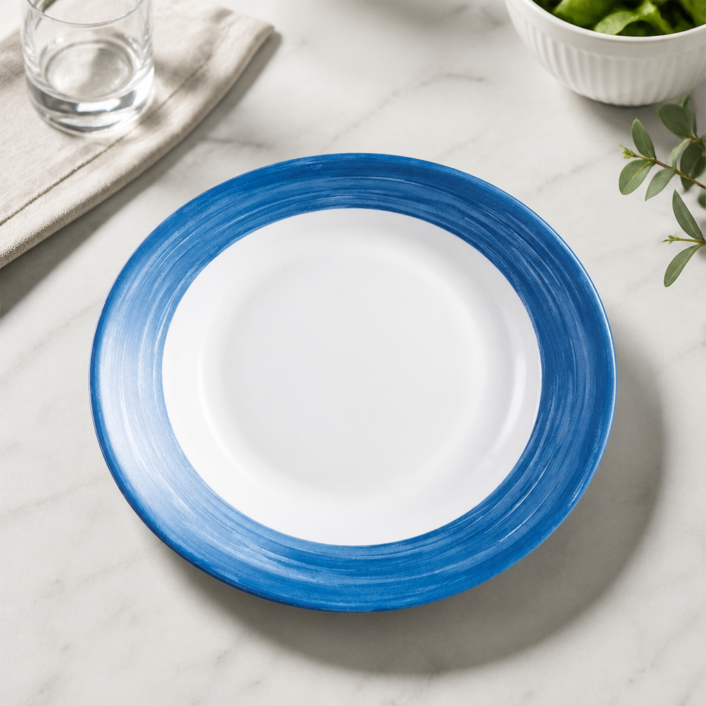 Blue Jean brush soup plates 225mm opal set of 12