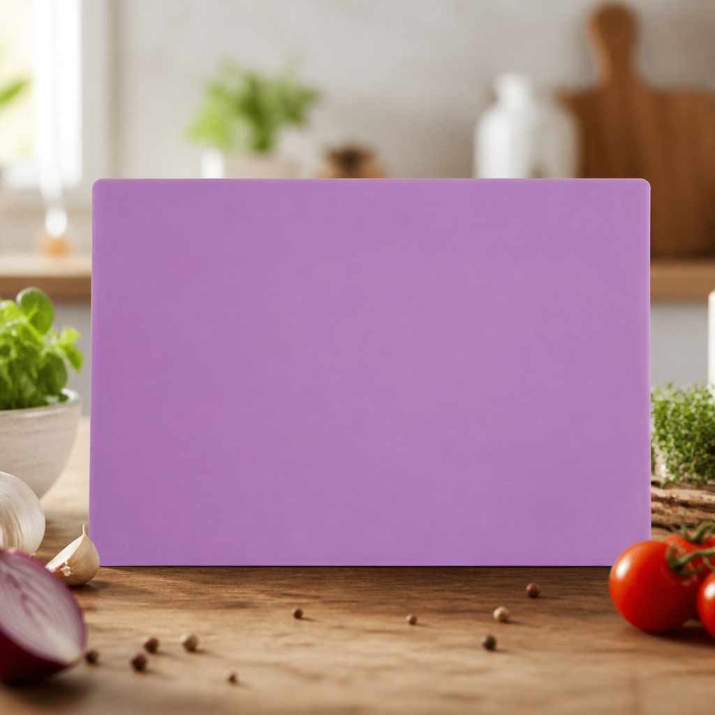 Commercial purple chopping board 450x300mm for allergen use