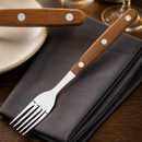 Commercial Steak Forks Set of 12 with Wood Effect Handles