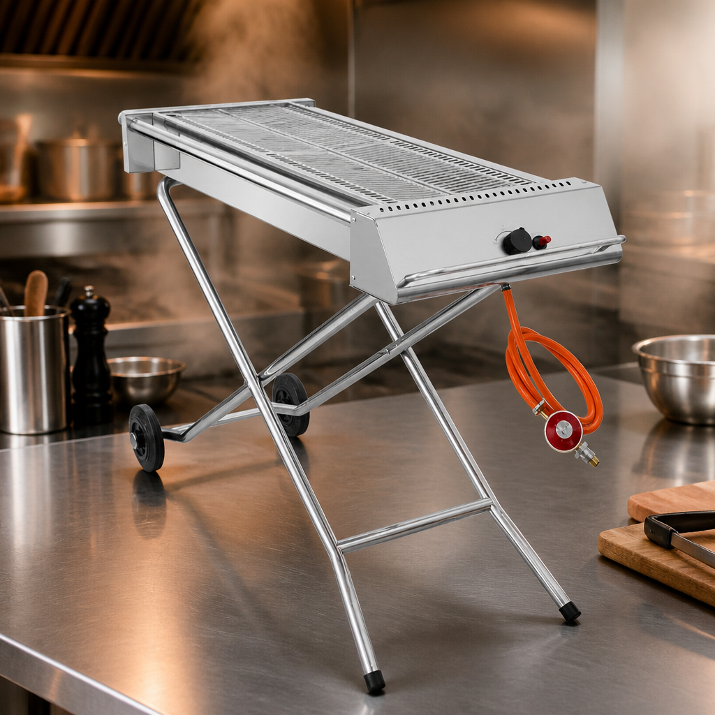 Commercial Folding Gas BBQ with 6.5kW and 865x310mm cooking area