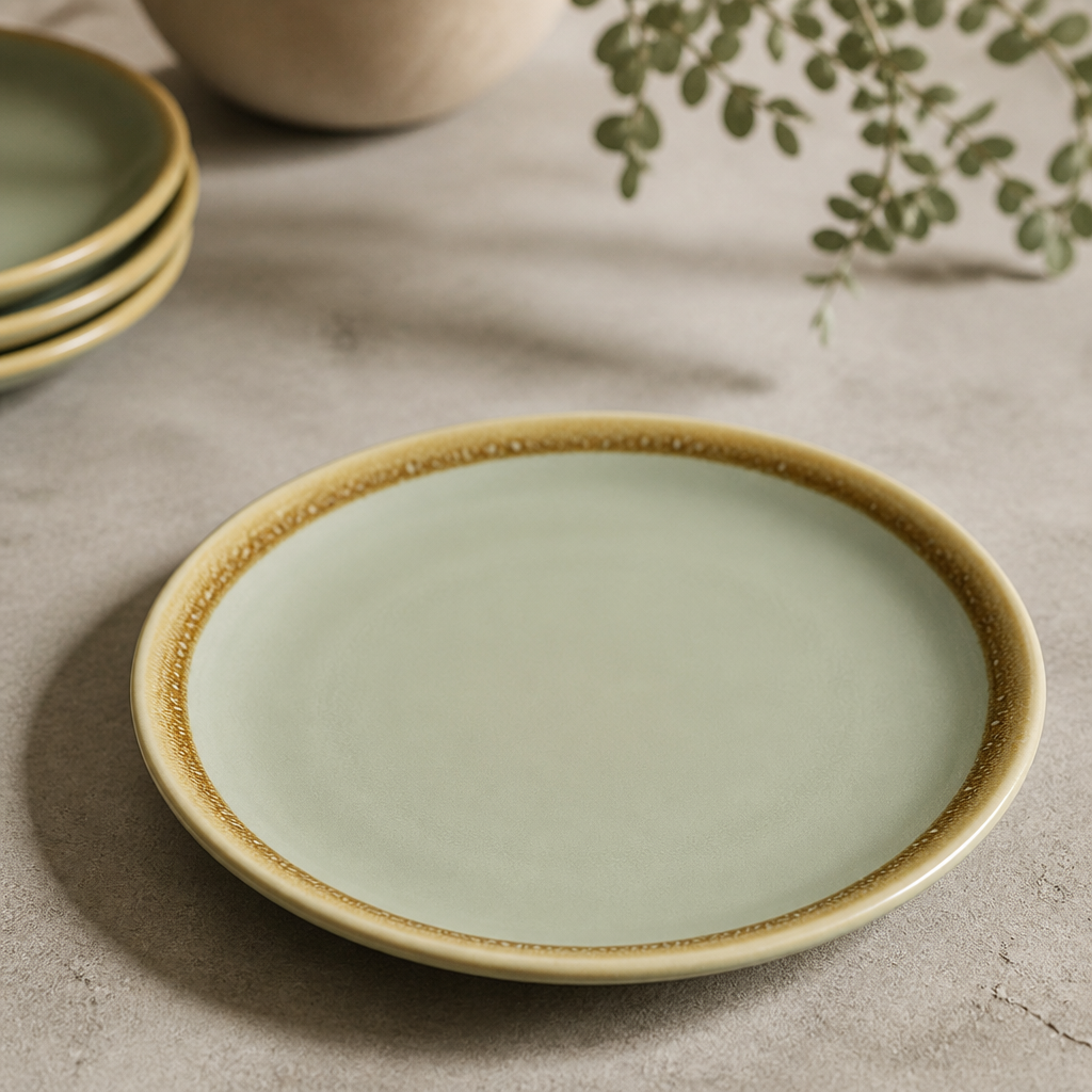 Commercial Porcelain Coupe Plates 180mm Green 6 Pack