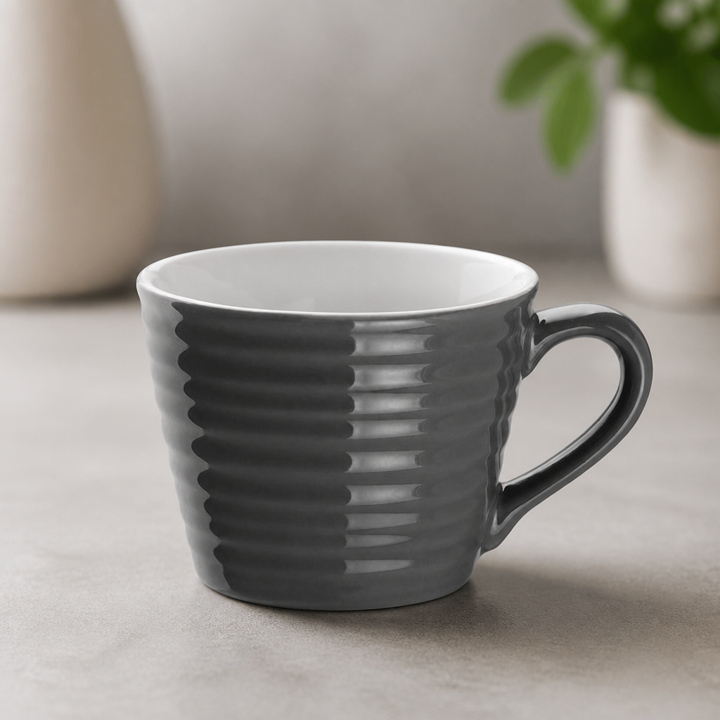 Commercial 230ml Charcoal Mugs for Cafes - 6 Pack