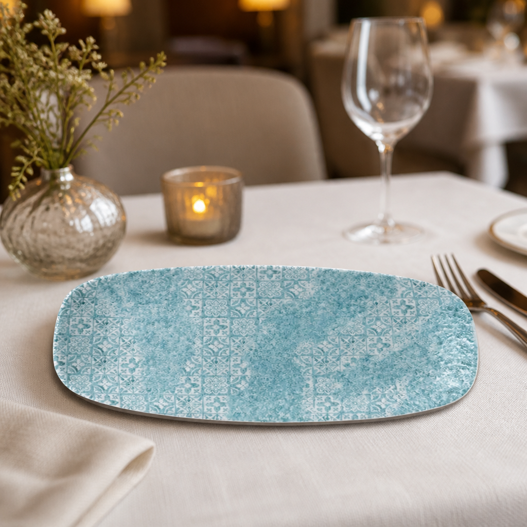 Commercial Oblong Plates Aquamarine 298x152mm 12 Pack