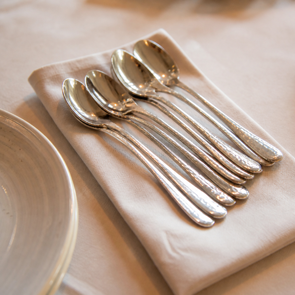 Commercial Hammered Effect Tea Spoons 12 Pack