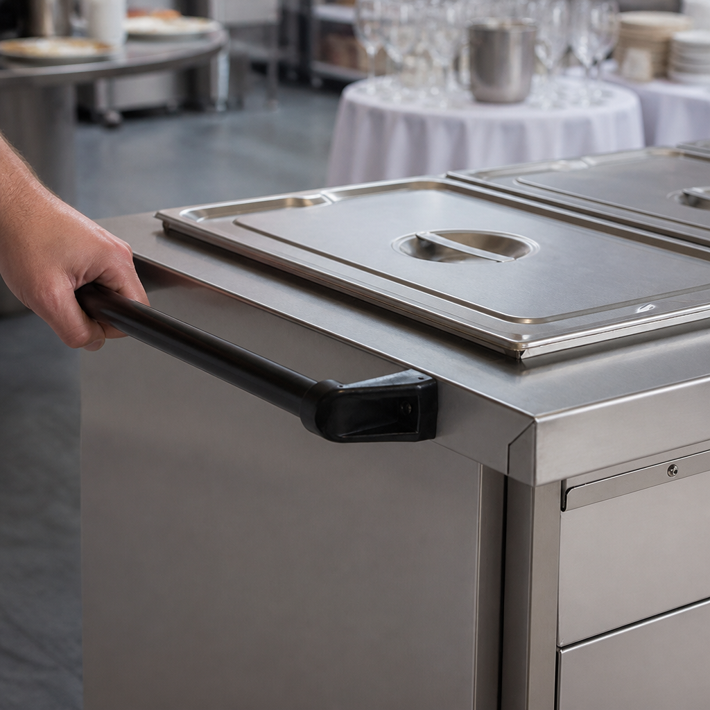 Commercial Hot Cupboard Additional Push Bar 670mm Stainless Steel