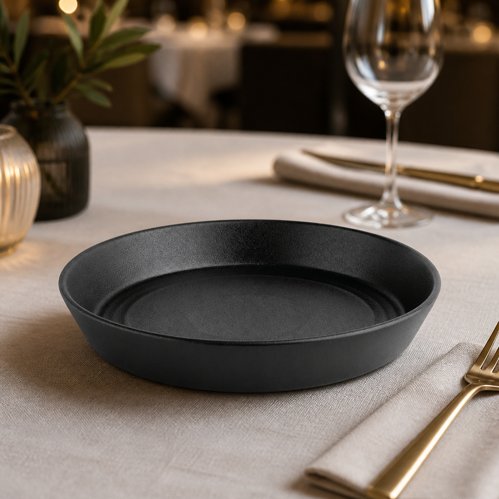 Set of 4 Commercial Black Pasta Bowls 220mm Dishwasher Safe