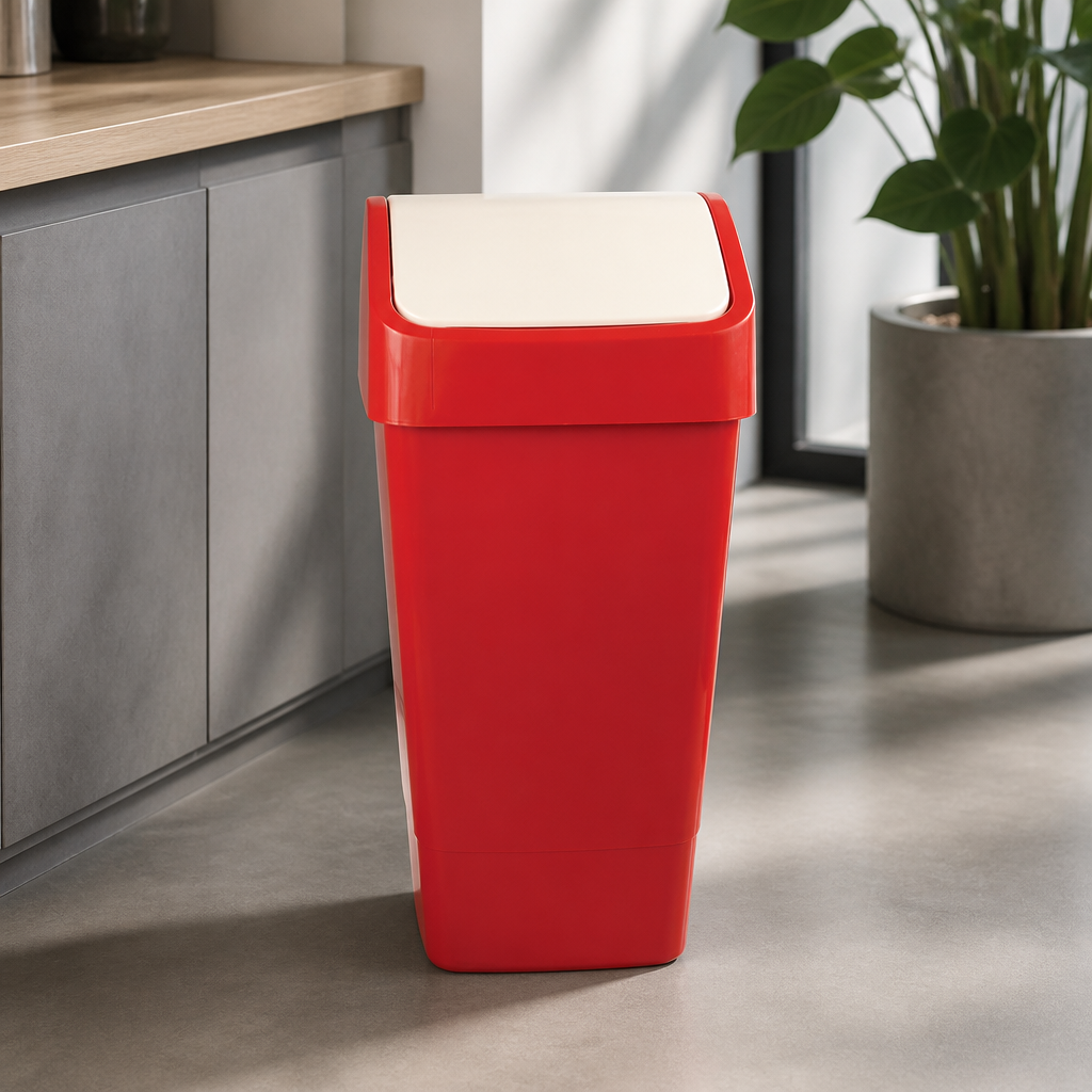 50L Commercial Swing Top Bin Red for Efficient Waste Management