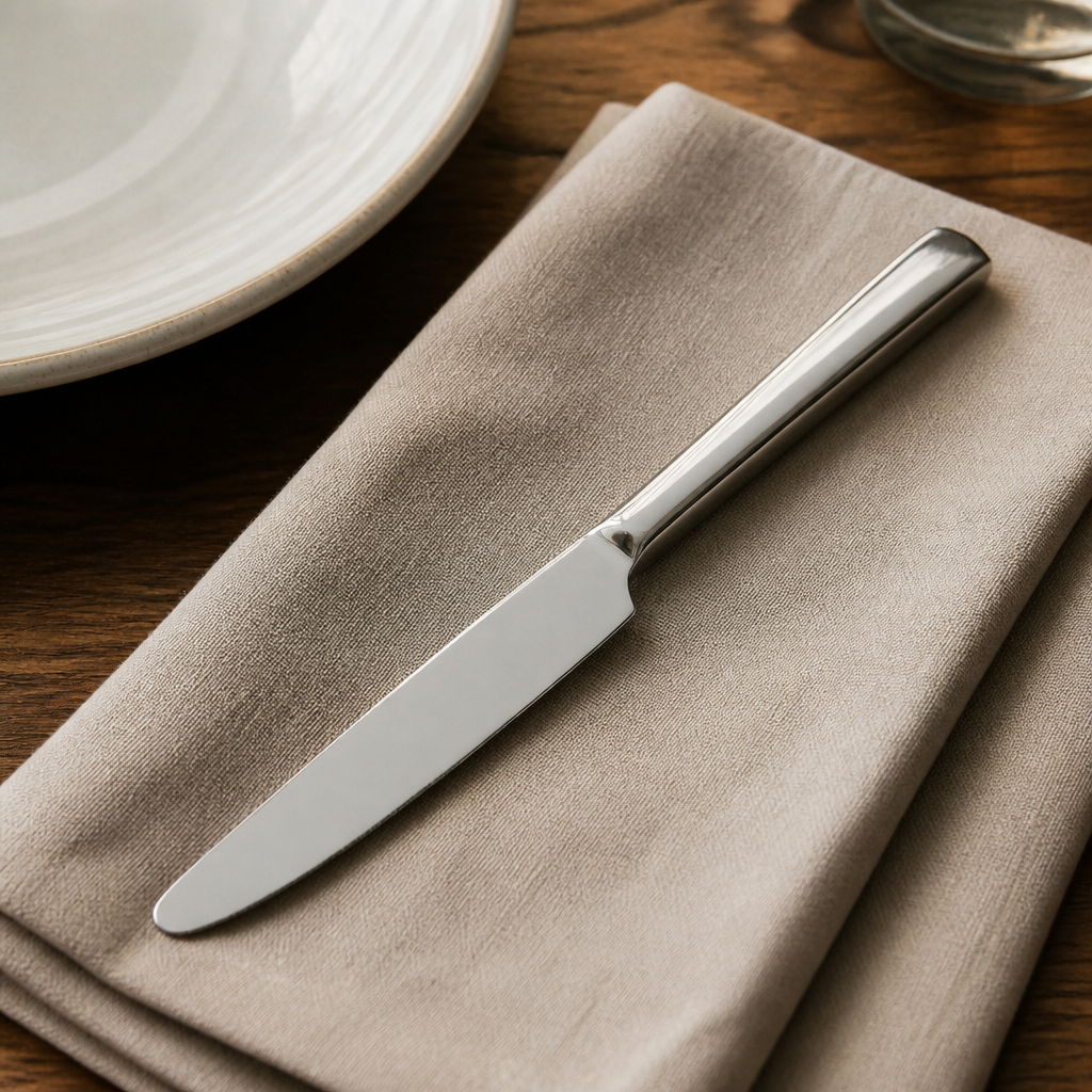 Set of 12 modern stainless steel commercial table knives