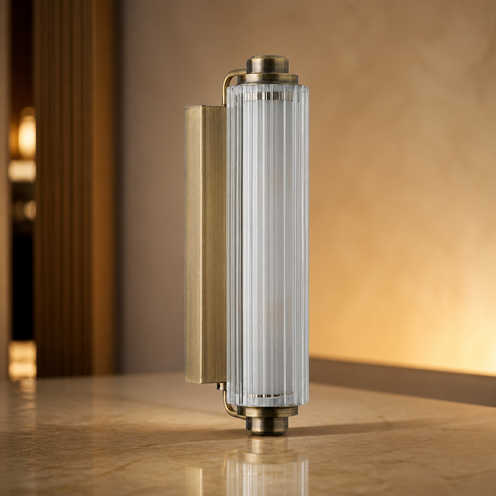 Double Indoor Wall Light Brass Finish with Twin Sockets