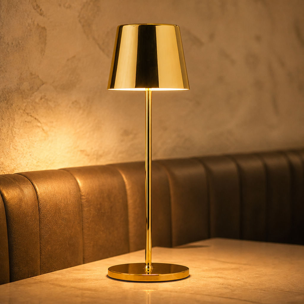 Cordless LED Table Lamp 320mm Gold with USB Charging Base