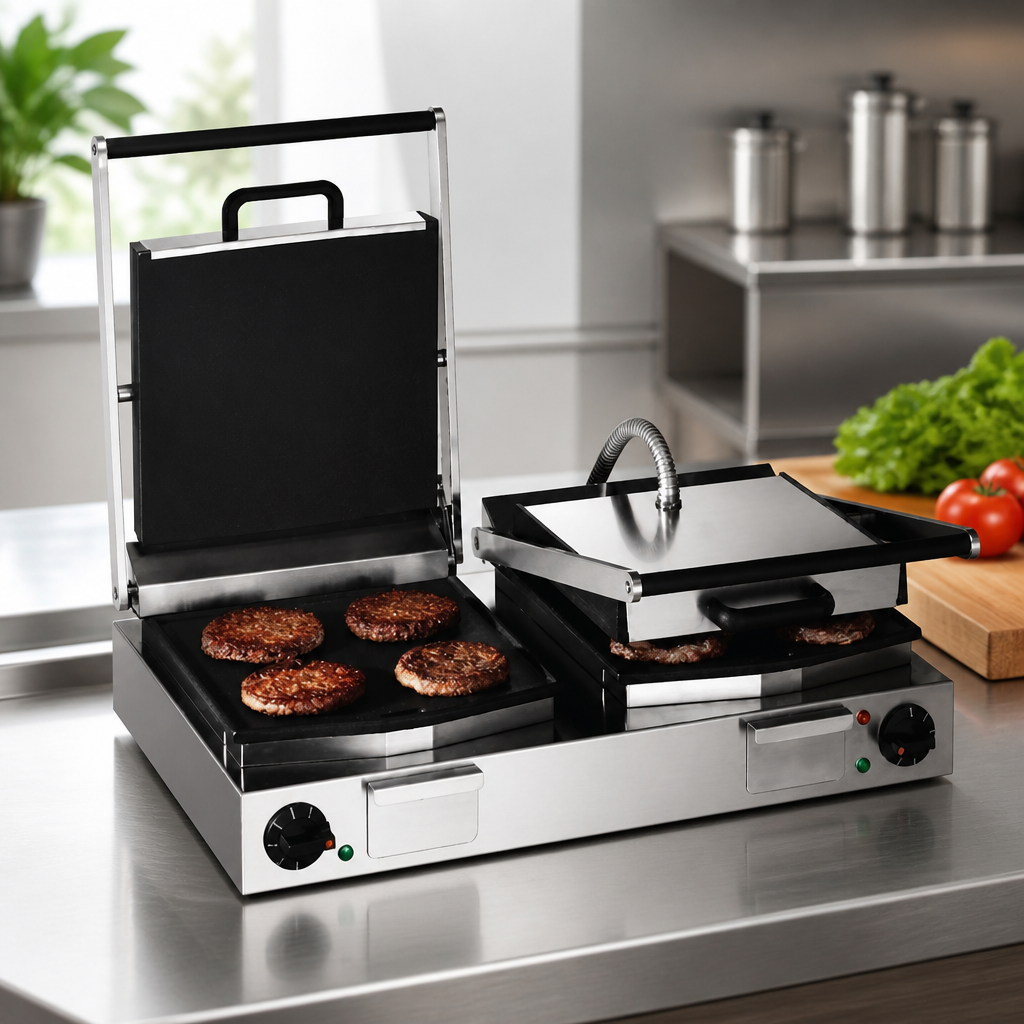 Electric Twin Contact Grill 255 x 265mm Cooking Area Commercial