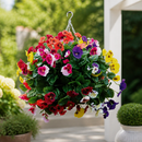 22" Mixed Colours Artificial Pansy Ball Hanging Basket