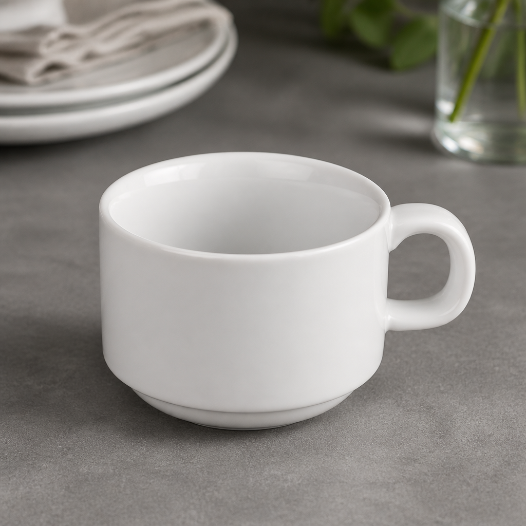 200ml Commercial Tea Cups - 24 Pack Porcelain