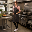 Commercial Denim Bib Apron 863mm x 762mm Black/Brown