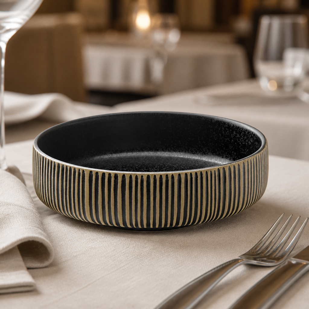 Commercial Stoneware Bowls 160mm Black - 6 Pack